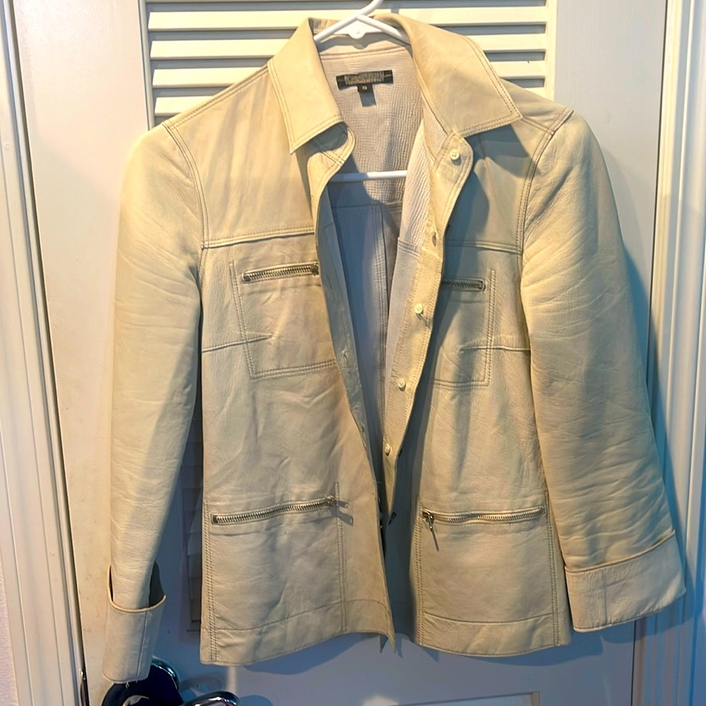 Rozae Nichols cream kidskin leather jacket Size S